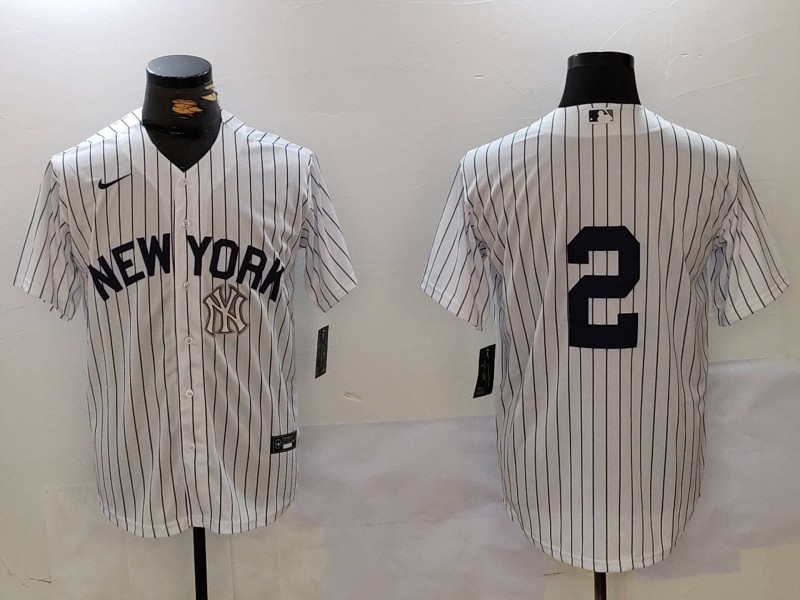 Men New York Yankees 2 No Name White stripe Game 2024 Nike MLB Jersey style 9103
